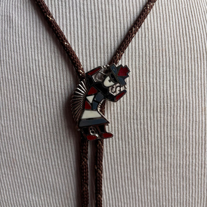 Rainbow Kachina Dancer Bolo on Brown Tie