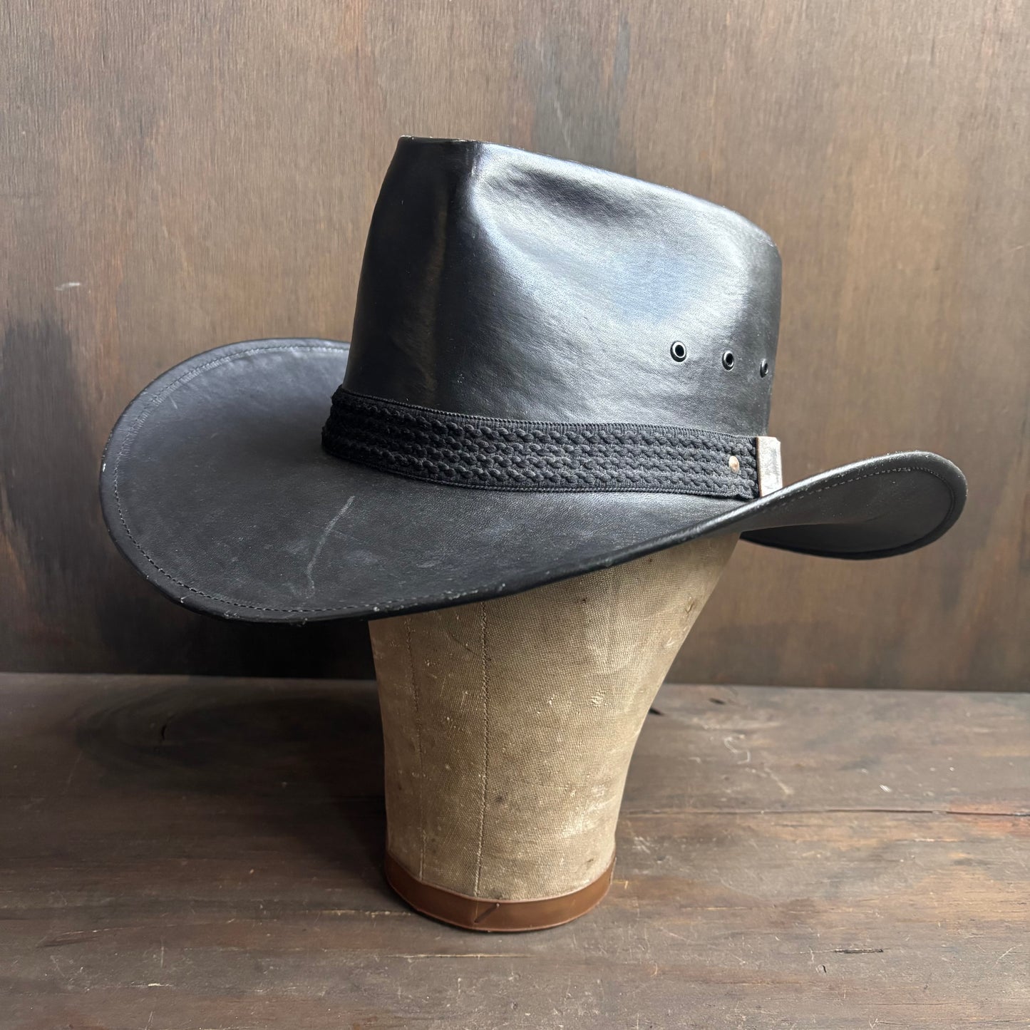 Vintage Black Leather Hat