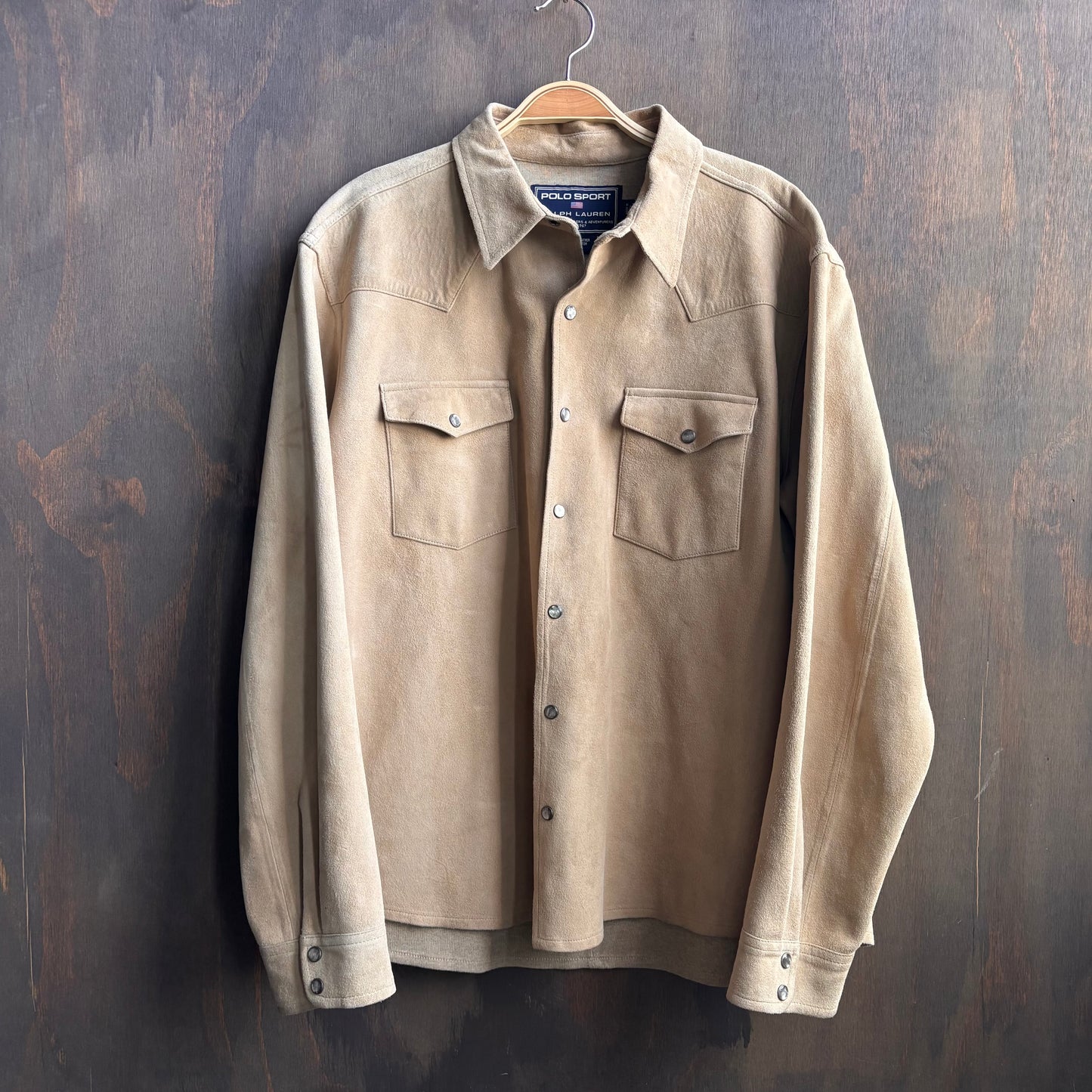 Vintage Polo Sport Beige Leather Shacket