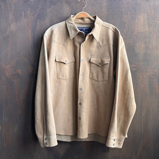 Vintage Polo Sport Beige Leather Shacket