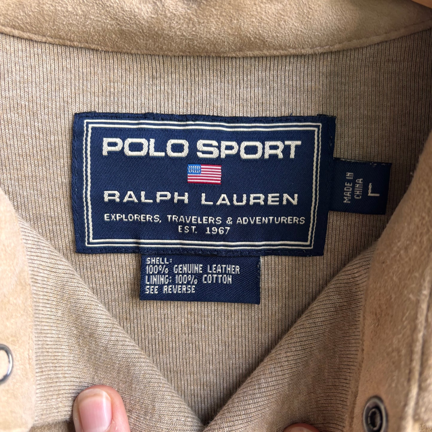 Vintage Polo Sport Beige Leather Shacket