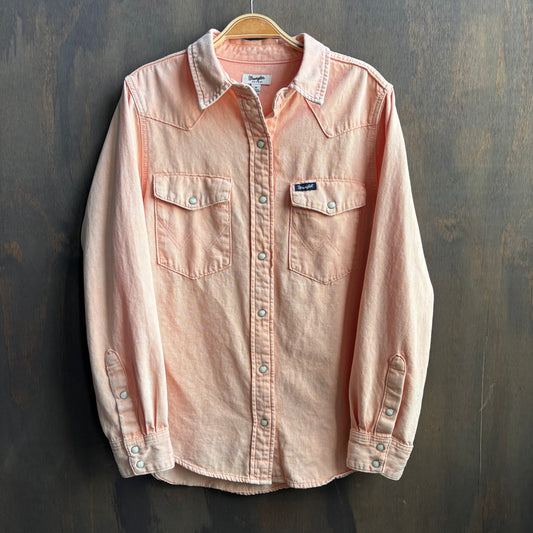 Wrangler Light Pink Denim Pearl Snap
