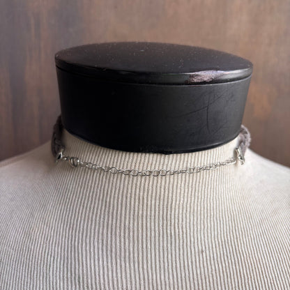 Grey Leather Cord Choker Necklace
