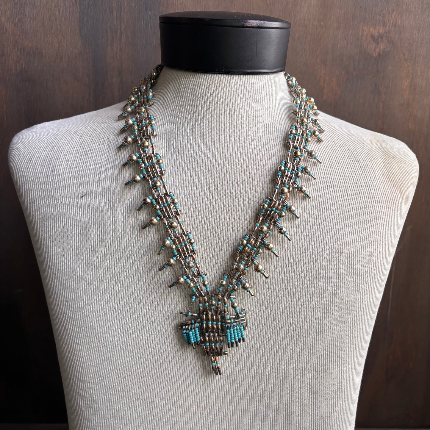 Safety Pin and Bead Necklace