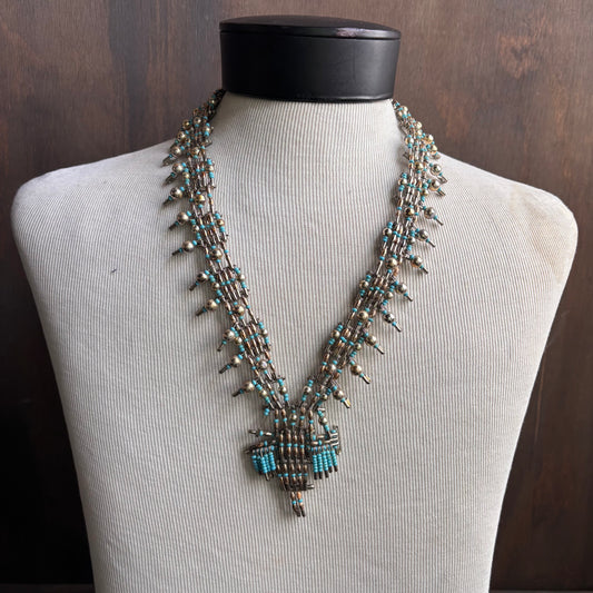 Safety Pin and Bead Necklace