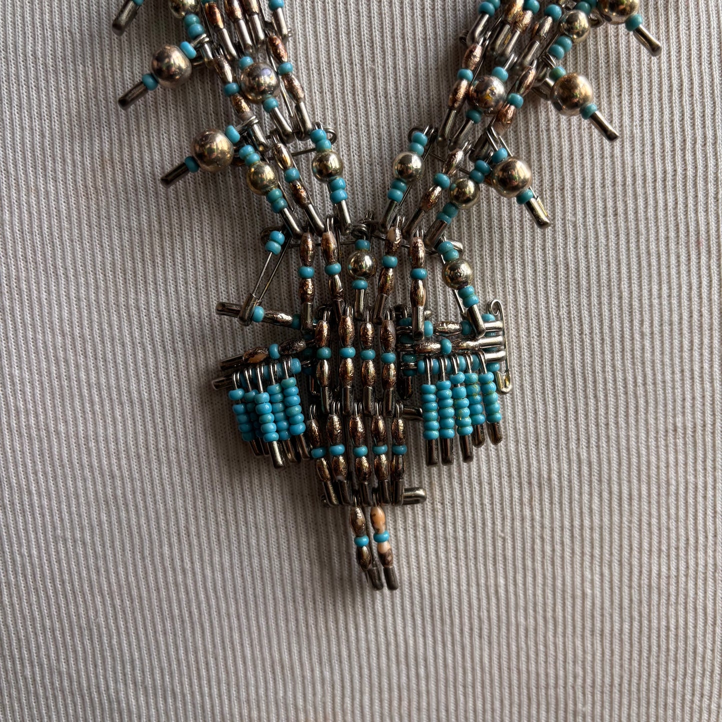 Safety Pin and Bead Necklace