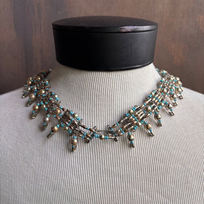 Safety Pin and Bead Necklace