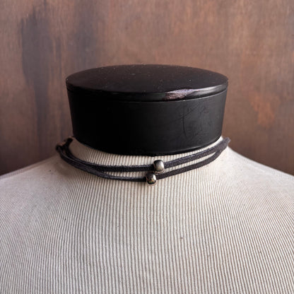 Black Leather Cord Concho Necklace