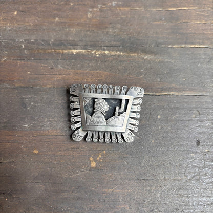 Vintage Tooled Silver Brooch