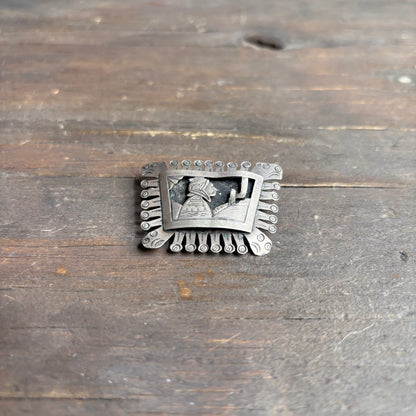 Vintage Tooled Silver Brooch