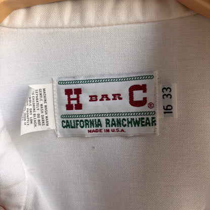 Vintage H Bar C White Pearl Snap
