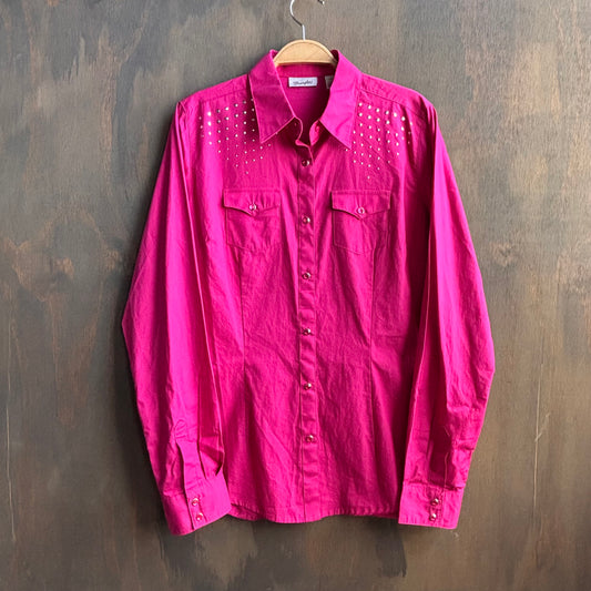 Wrangler Pink Rhinestone Pearl Snap