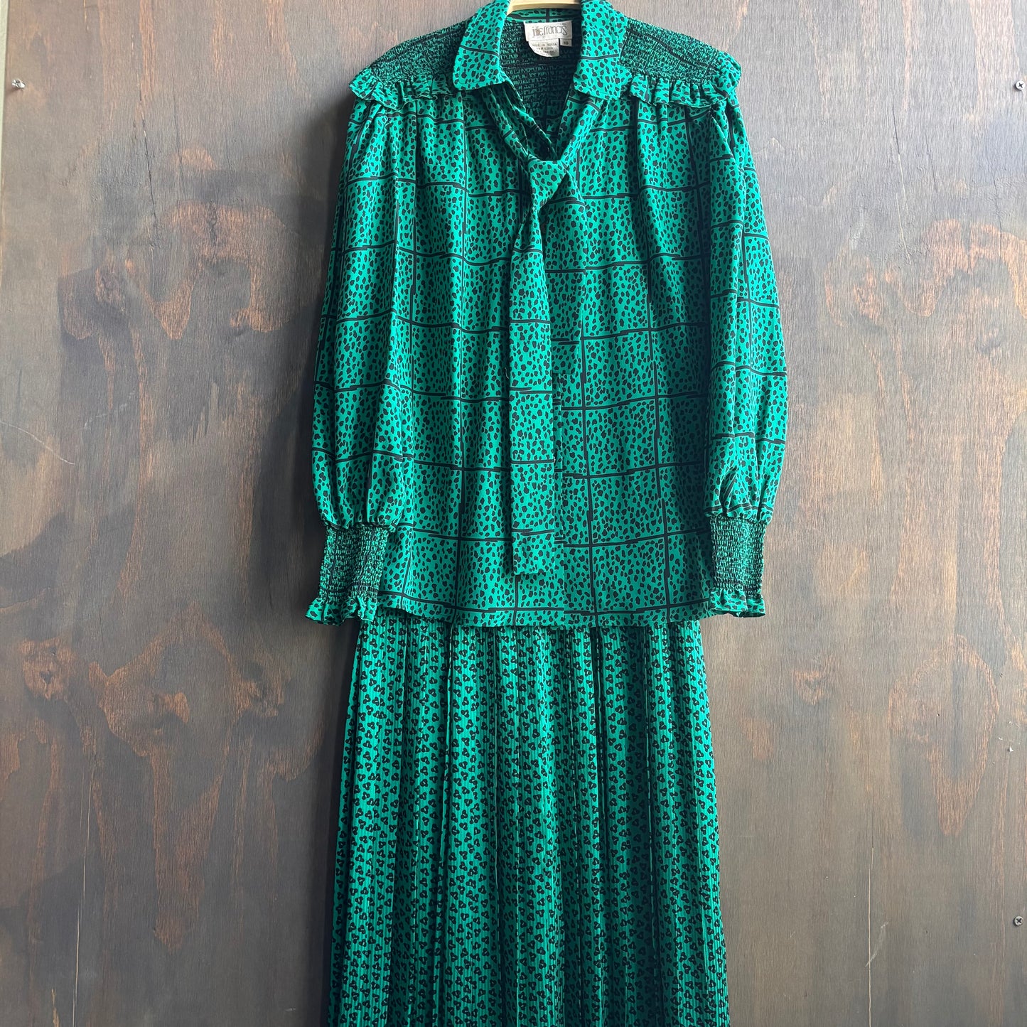 Vintage Judith Francis Green Silk Set