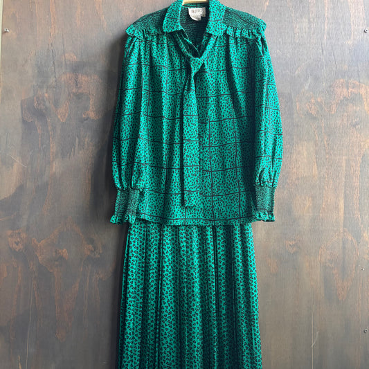 Vintage Judith Francis Green Silk Set