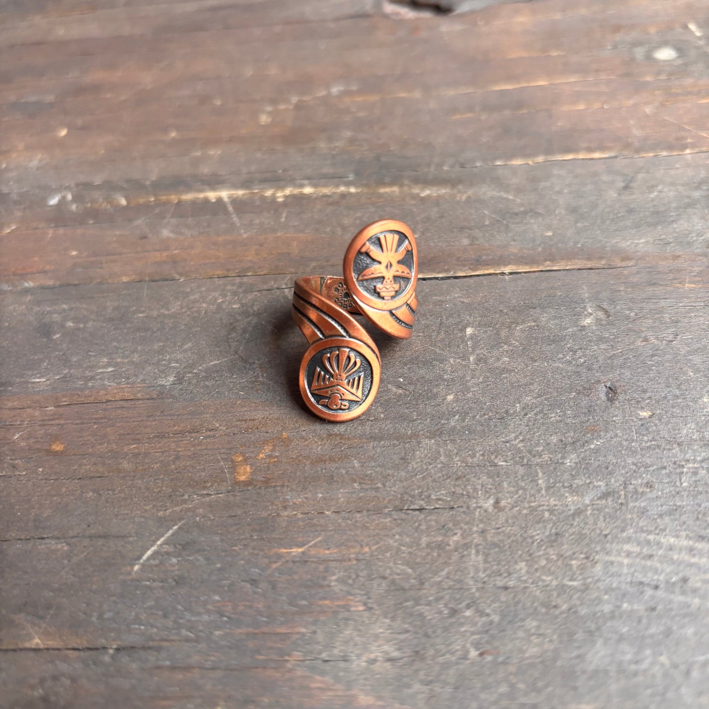 Copper Kachina and Thunderbird Ring