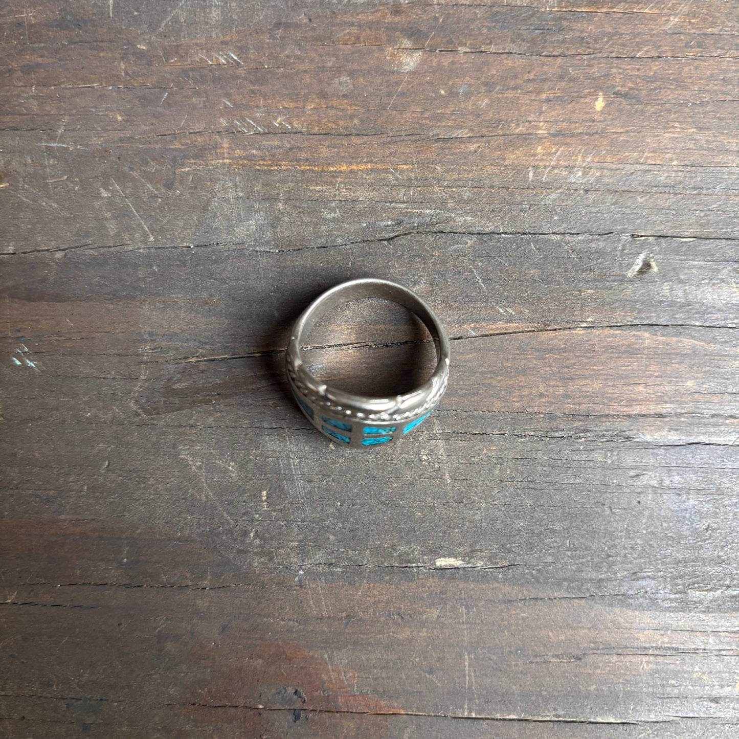 Silver Turquoise Chip Ring