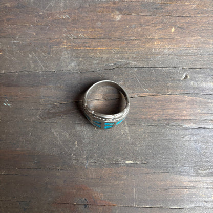 Silver Turquoise Chip Ring