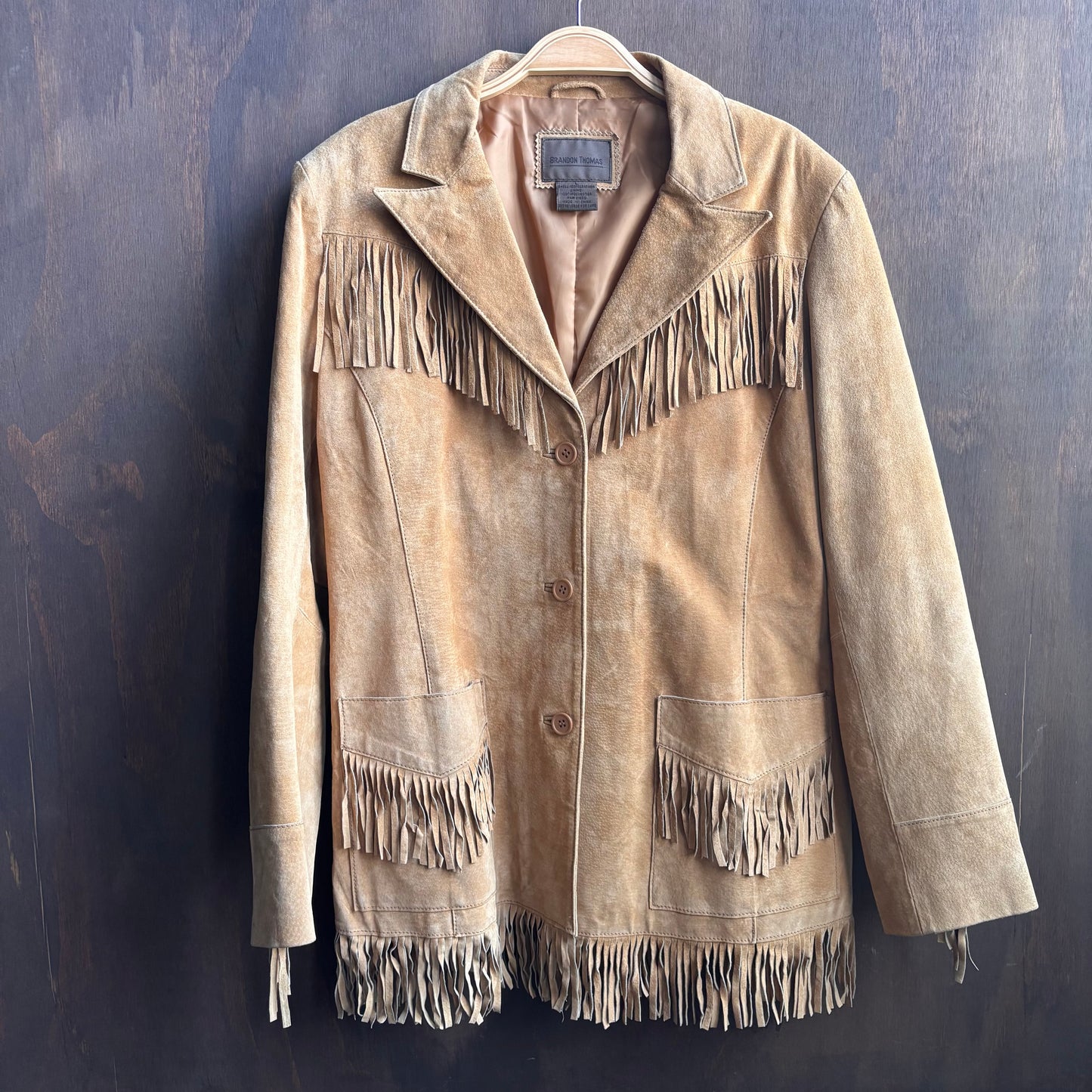 Beige Leather Fringe Jacket