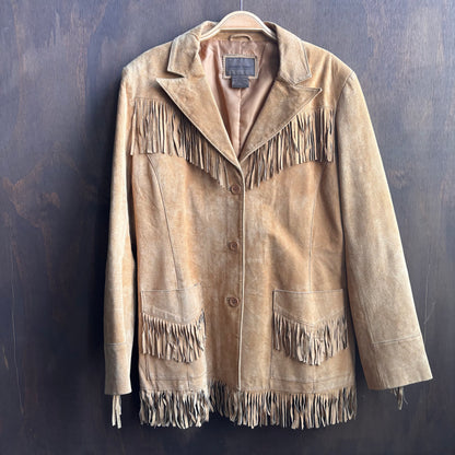 Beige Leather Fringe Jacket