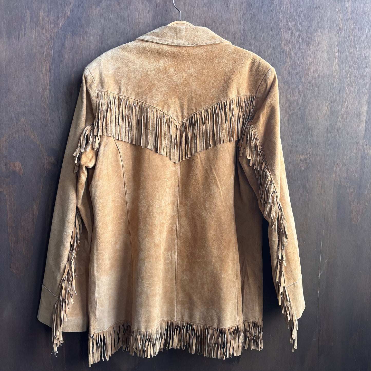 Beige Leather Fringe Jacket