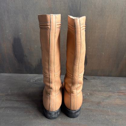 Vintage Peach Leather Horseshoe Boots