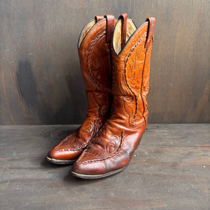 Vintage Dan Post Tan Stitched Leather Boots