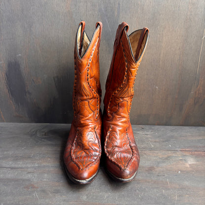 Vintage Dan Post Tan Stitched Leather Boots