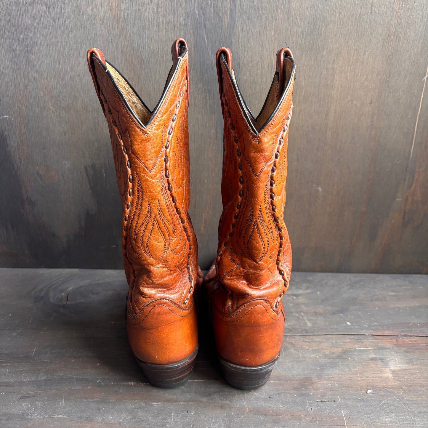 Vintage Dan Post Tan Stitched Leather Boots