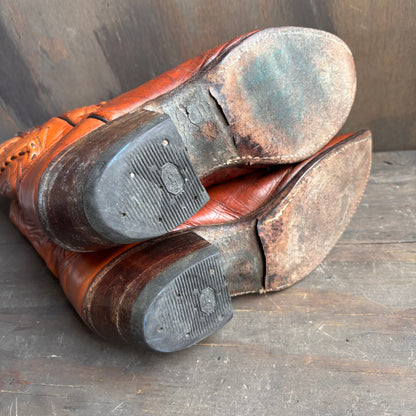 Vintage Dan Post Tan Stitched Leather Boots