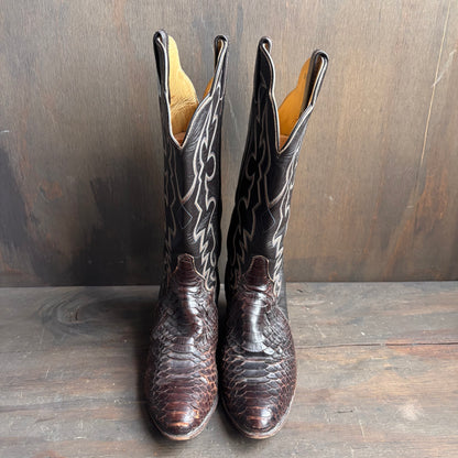 Vintage Tony Lama Brown Reptile Foot Boots