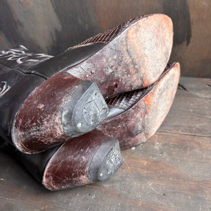 Vintage Tony Lama Brown Reptile Foot Boots