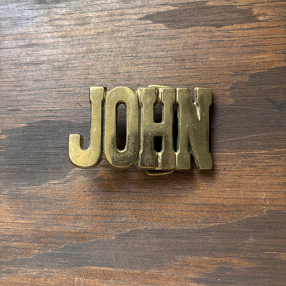 Vintage Brass John Belt Buckle
