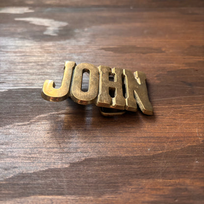 Vintage Brass John Belt Buckle