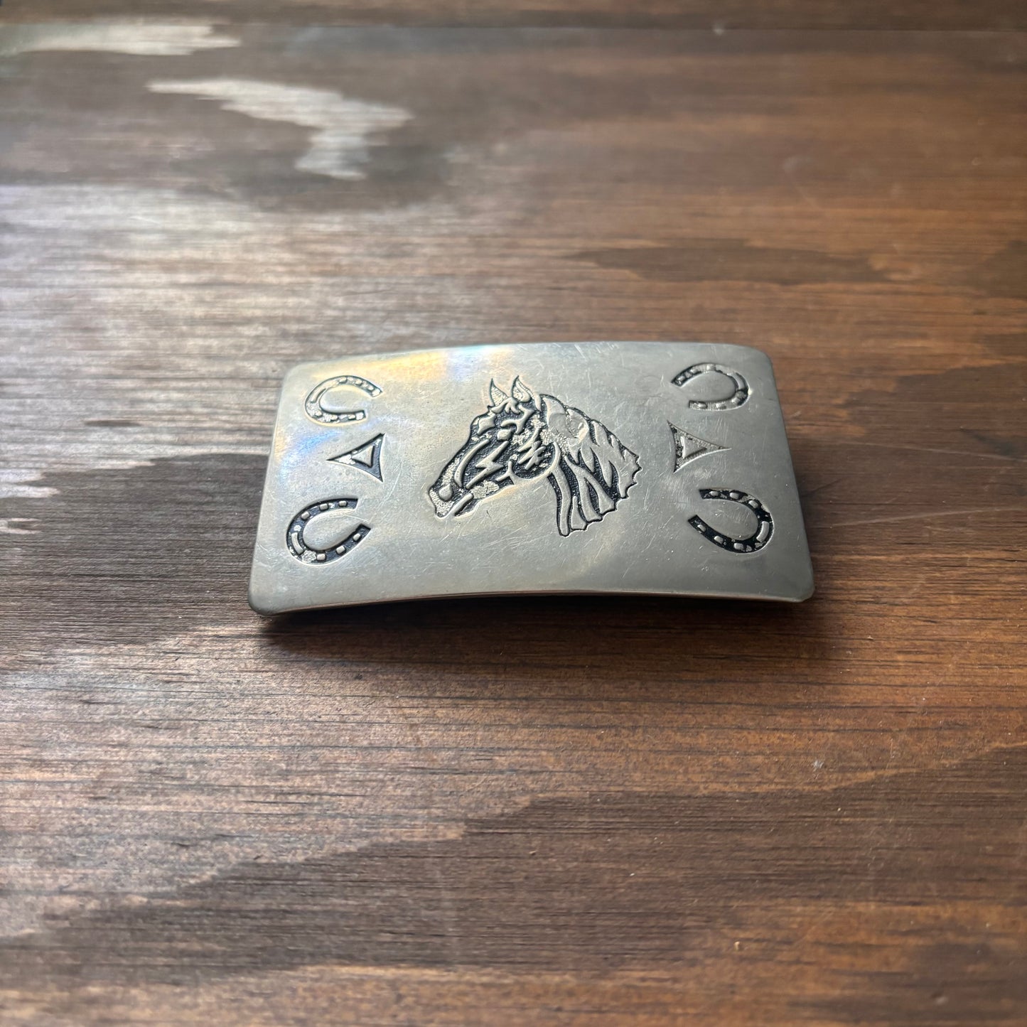 Vintage Metal Horse Belt Buckle