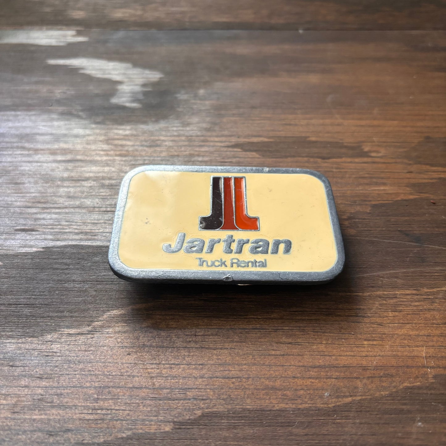 Vintage Enamel Jartran Truck Rental Belt Buckle