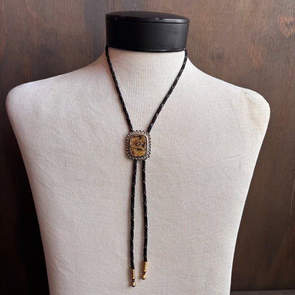 Enamel Cowboy Hat Bolo on Black Tie