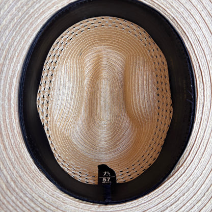 Straw Hat with Green Woven Band and Feathers