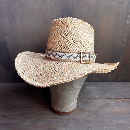 Vintage Bailey Straw Hat with Woven Band and Buckle