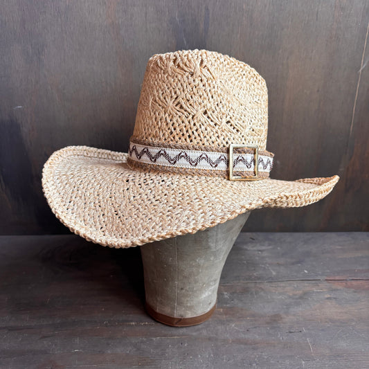 Vintage Bailey Straw Hat with Woven Band and Buckle