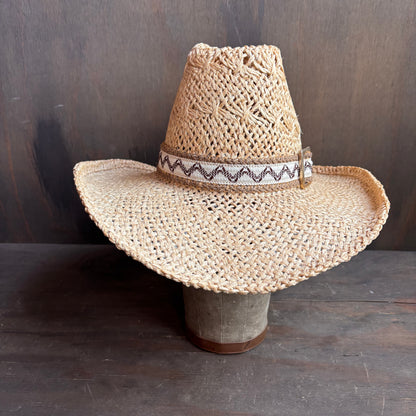 Vintage Bailey Straw Hat with Woven Band and Buckle