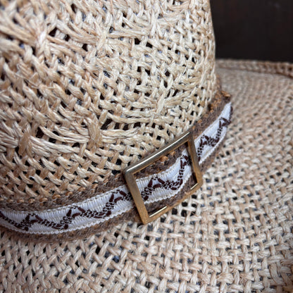 Vintage Bailey Straw Hat with Woven Band and Buckle