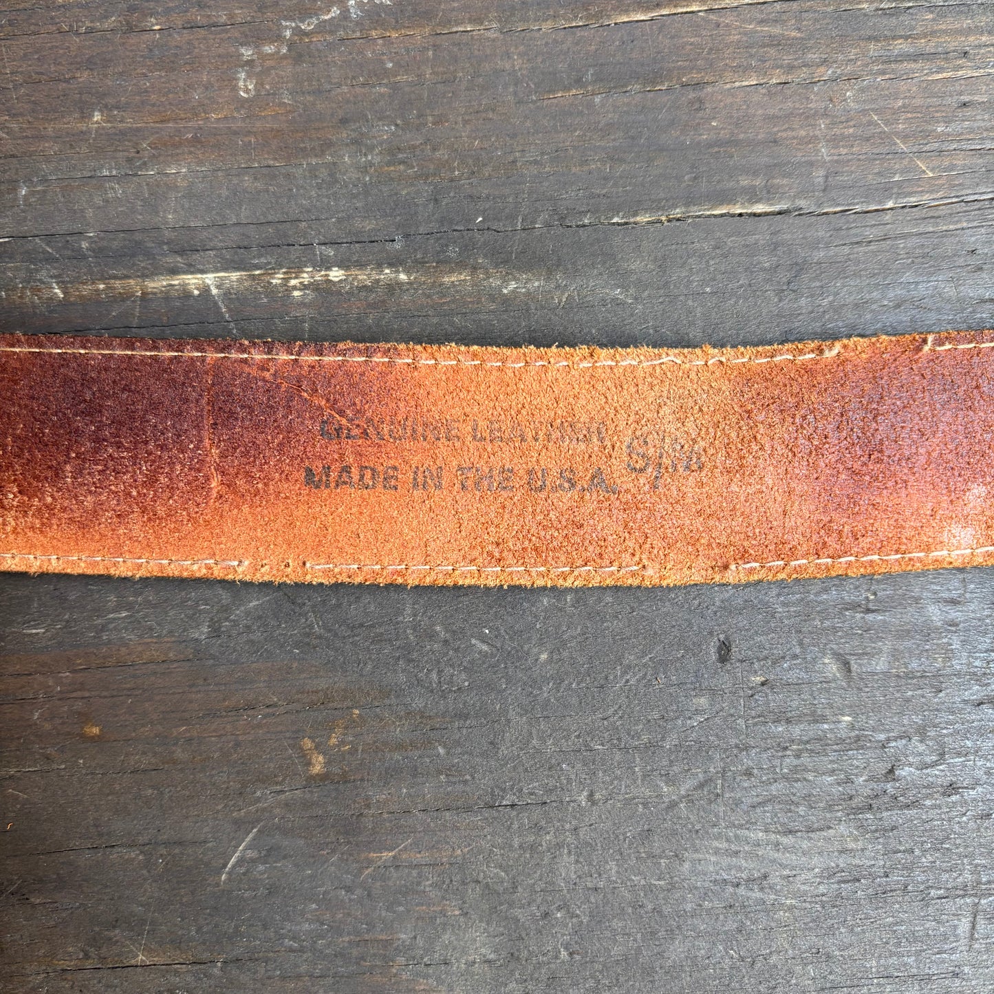 Vintage Tan Leather Belt with Metal Embellishment