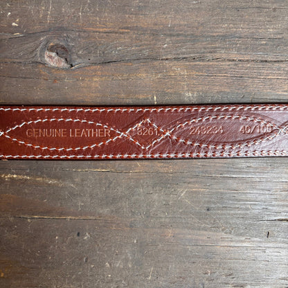 Brown Leather Belt with White Stitching