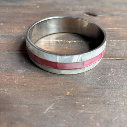 Pink and White Bangle Bracelet