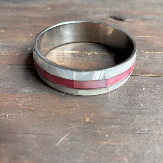 Pink and White Bangle Bracelet