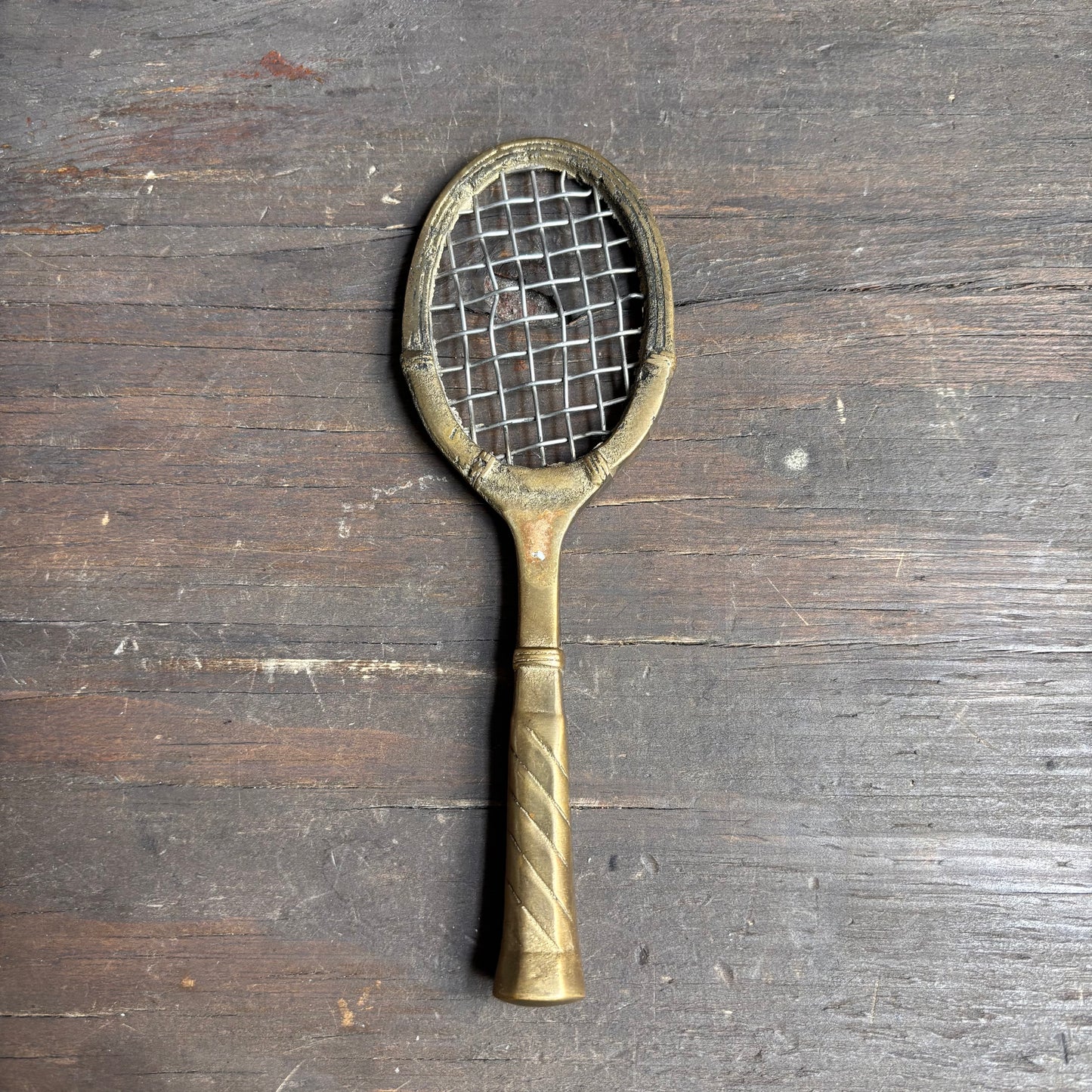 Vintage Brass Tennis Racket