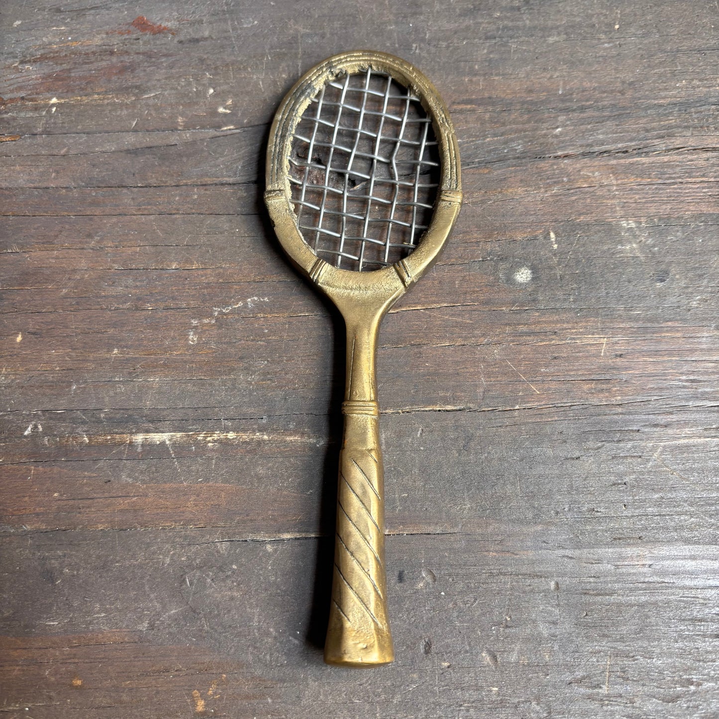 Vintage Brass Tennis Racket