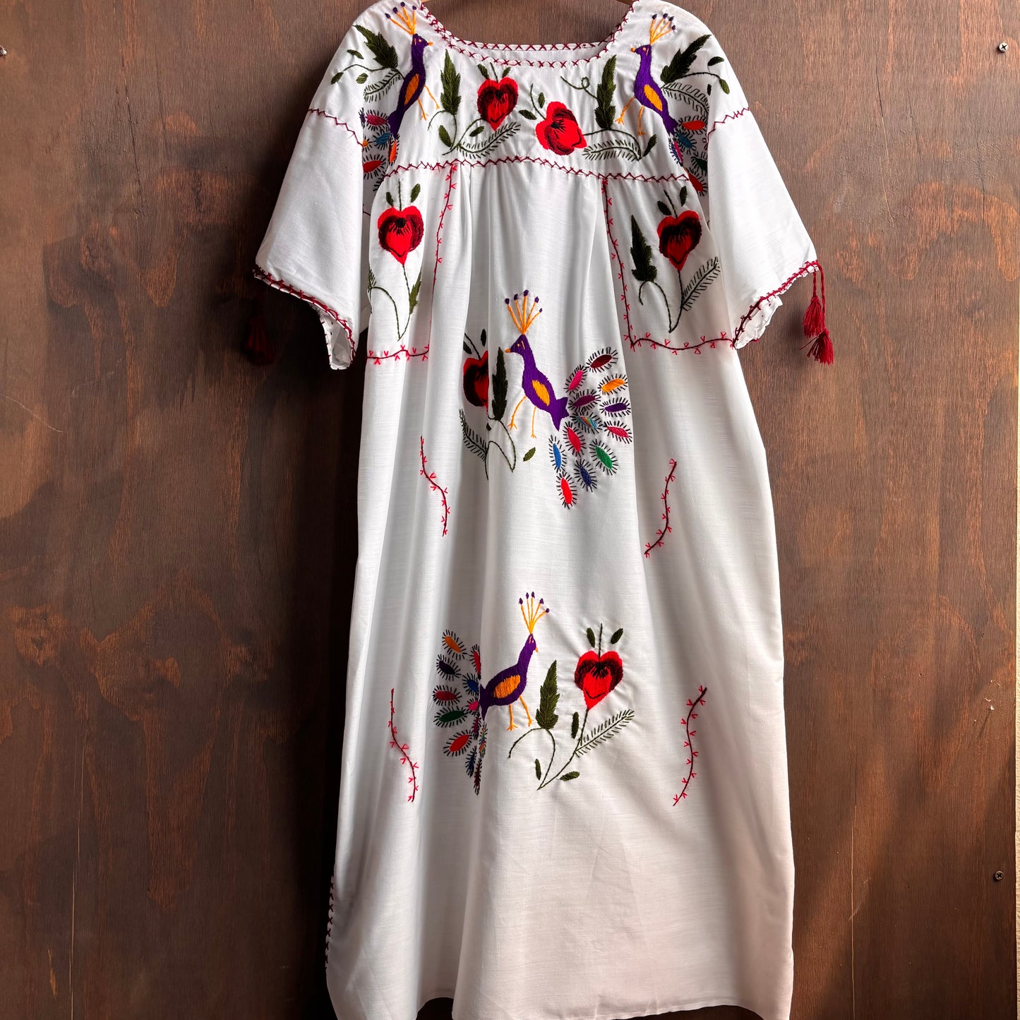 White Embroidered Peasant Dress