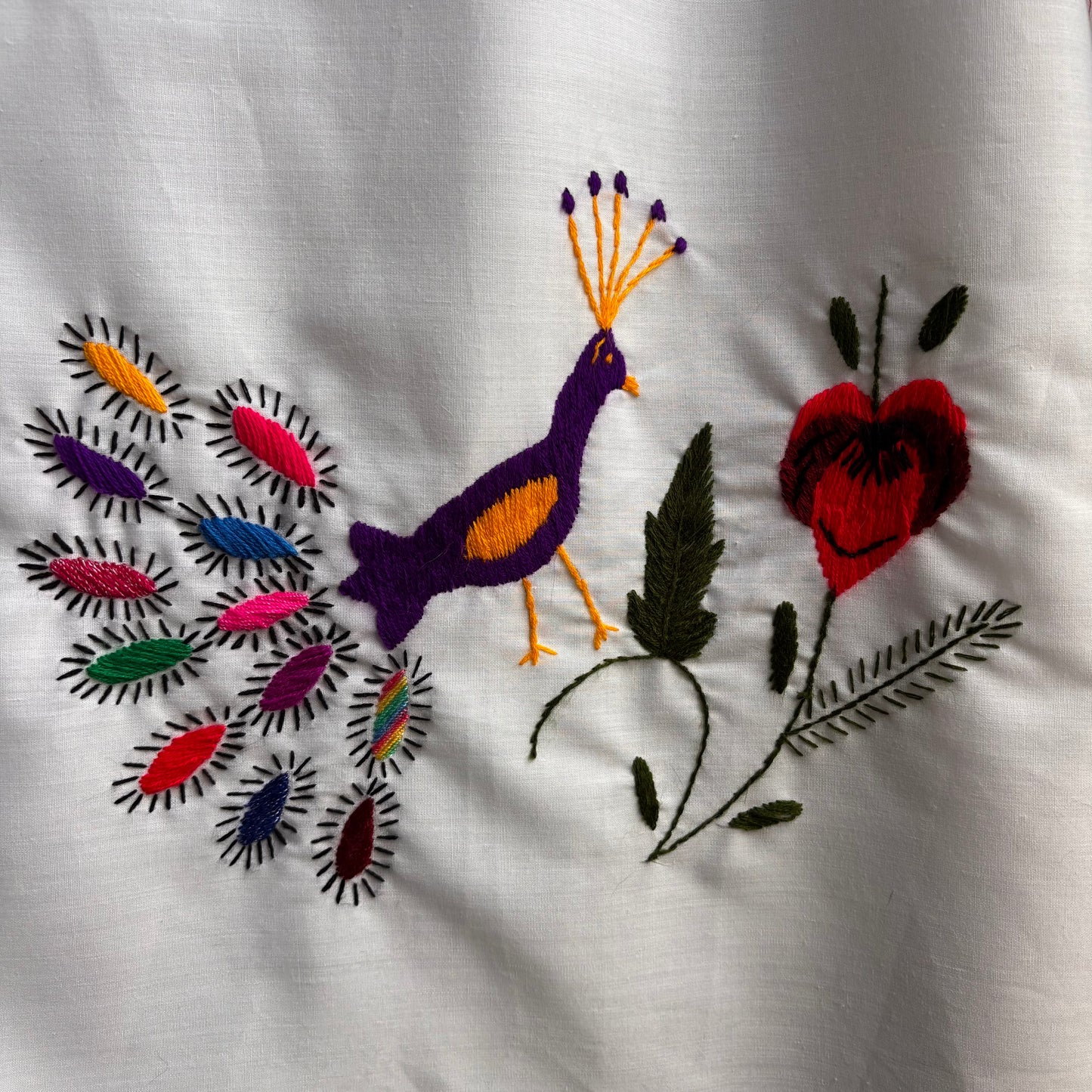 White Embroidered Peasant Dress