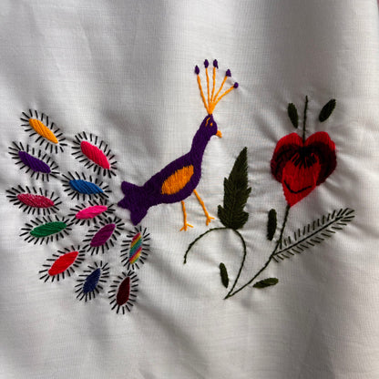 White Embroidered Peasant Dress